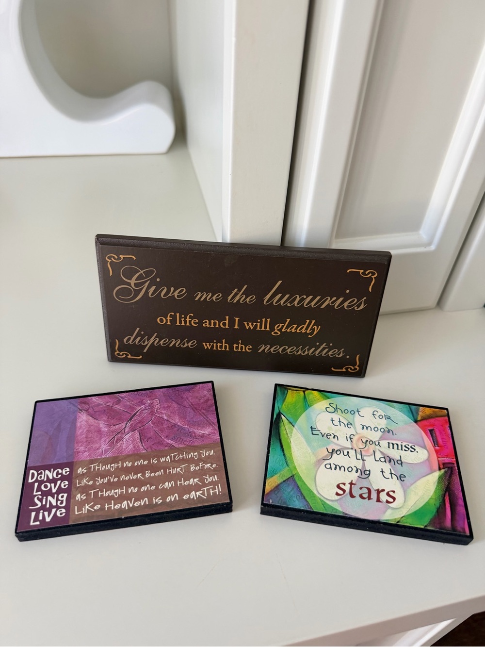 Vintage Y2K Wood Small Plaques Signs Decorative New X 3 Bundle Inspirational